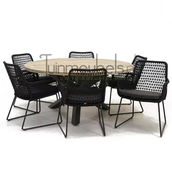 Tuinstoel Athena dining knotted met Louvre 160 cm teaktafel, tuinmeubels.nl, foto 1