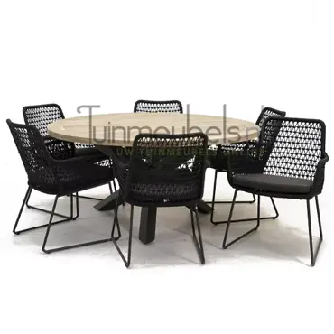 Tuinstoel Athena dining knotted met Louvre 160 cm teaktafel, tuinmeubels.nl, foto 1