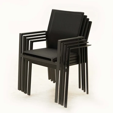 Tuinstoel Delia alu textileen zwart www.tuinmeubels.nl