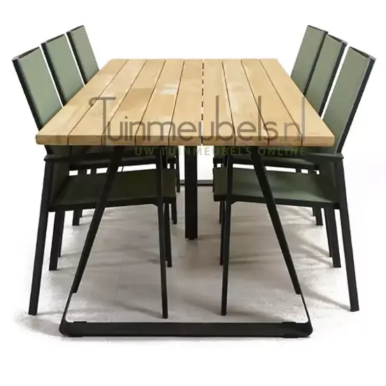 Tuinstoel Delia amandel hoge rug met Basso 240 cm teaktafel, tuinmeubels.nl, foto 3