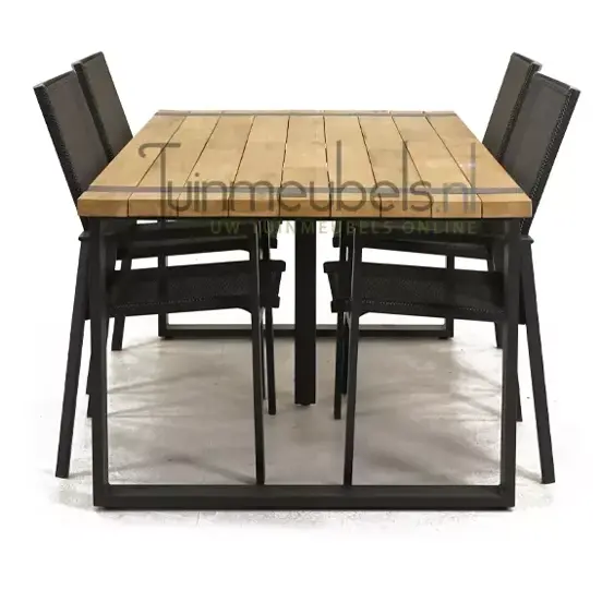 Tuinstoel Delia grijs hoge rug met Alto 180 cm teaktafel , tuinmeubels.nl, foto 3