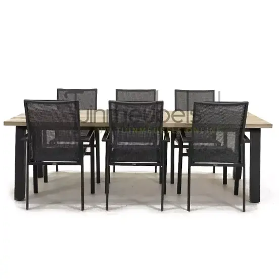 Tuinstoel Delia grijs hoge rug met Derby 240 cm teaktafel, tuinmeubels.nl, foto 2