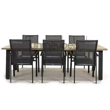Tuinstoel Delia grijs hoge rug met Derby 240 cm teaktafel, tuinmeubels.nl, foto 2