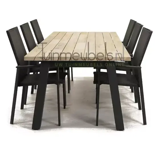 Tuinstoel Delia grijs hoge rug met Derby 240 cm teaktafel, tuinmeubels.nl, foto 3