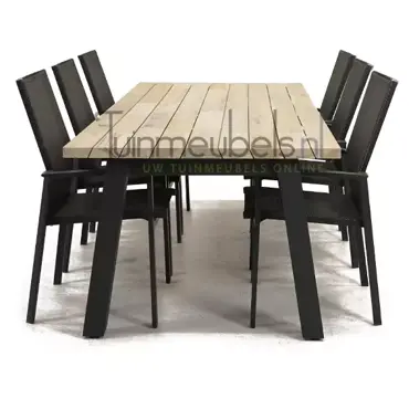 Tuinstoel Delia grijs hoge rug met Derby 240 cm teaktafel, tuinmeubels.nl, foto 3