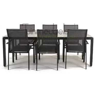 Tuinstoel Delia grijs hoge rug met GOA HPL 220 cm licht grijs, tuinmeubels.nl, foto 2
