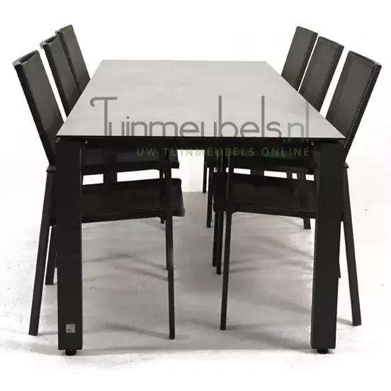 Tuinstoel Delia grijs hoge rug met GOA HPL 220 cm licht grijs, tuinmeubels.nl, foto 3