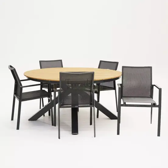 Tuinstoel Delia grijs met Arezzo tafel 150 cm rond, tuinmeubels.nl, foto 1