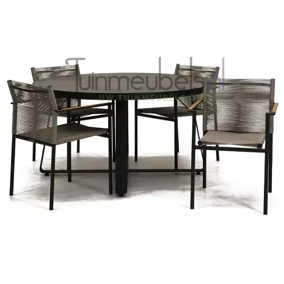 Tuinstoel jakarta grijs met braga tafel 140 cm rond