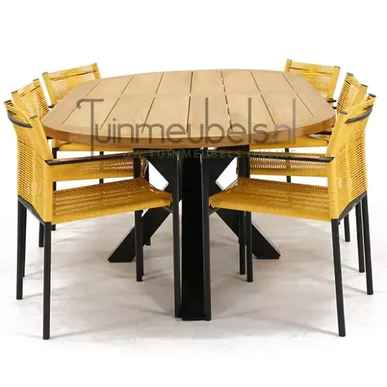 Tuinstoel Jakarta lemon met Mistral tafel ovaal 220 cm, tuinmeubels.nl, foto 3