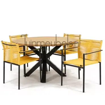 Tuinstoel Jakarta lemon met Spectral tafel rond 130 cm, tuinmeubels.nl