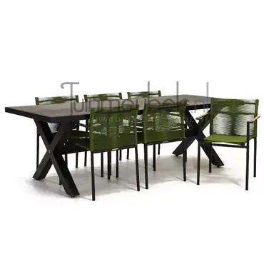 Tuinstoel jakarta olijf groen met braga tafel 240 cm, tuinmeubels.nl, foto 1