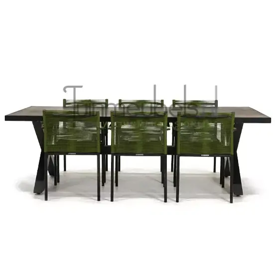 Tuinstoel jakarta olijf groen met braga tafel 240 cm, tuinmeubels.nl, foto 2