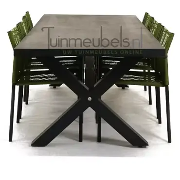 Tuinstoel jakarta olijf groen met braga tafel 240 cm, tuinmeubels.nl, foto 3