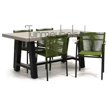 Tuinstoel jakarta olijf groen met Cento tafel 180 cm, tuinmeubels.nl, foto 1