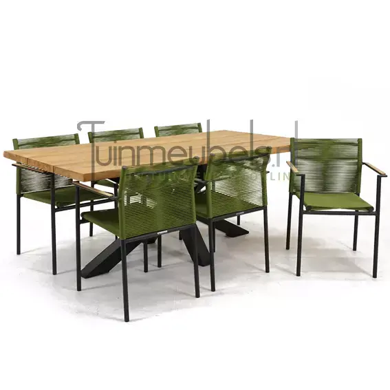 Tuinstoel Jakarta olijf groen met Spectral tafel 200