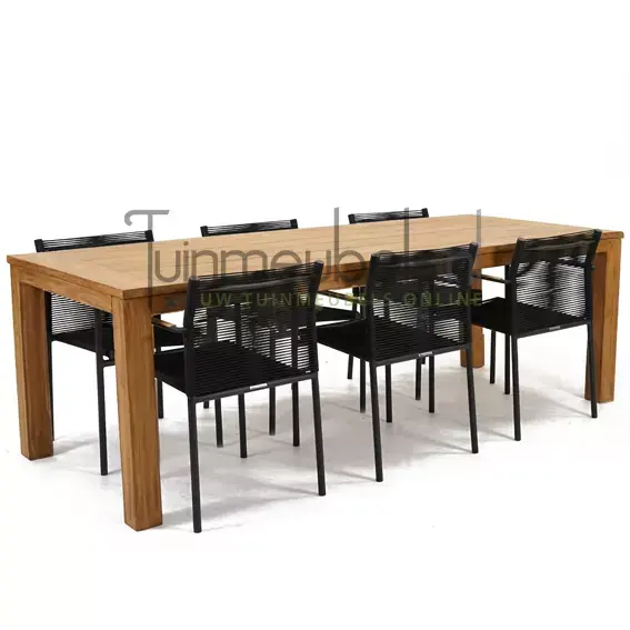 Tuinstoel Jakarta zwart met Colombo tafel 240 cm