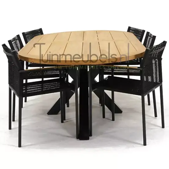 Tuinstoel Jakarta zwart met Mistral tafel 220 cm, tuinmeubels.nl, foto 3