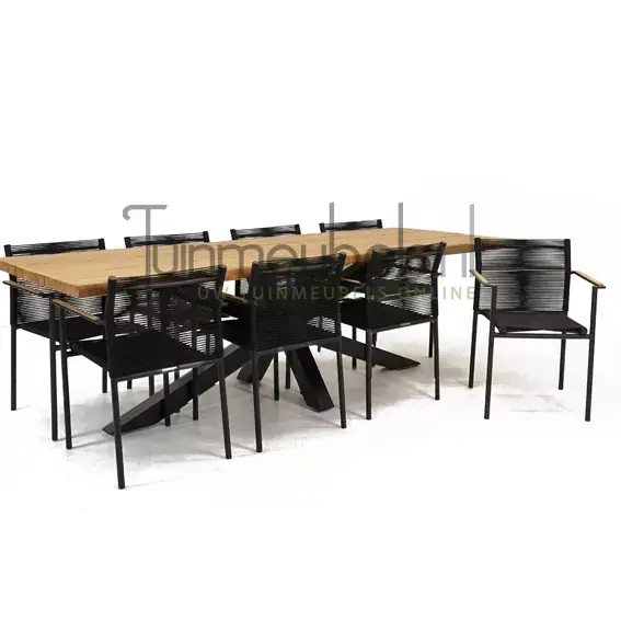 Tuinstoel Jakarta zwart met Spectral tafel 260 cm