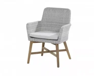 Tuinstoel Lisboa - Teakpoten - incl kussen - Ice | 4 Seasons Outdoor