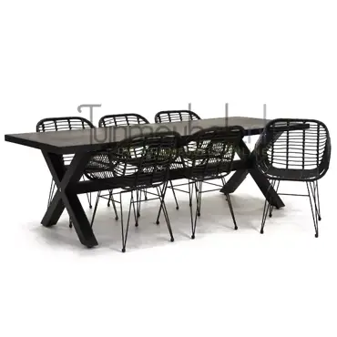 Tuinstoel Moda zwart met braga tafel 240 cm, tuinmeubels.nl, foto 1