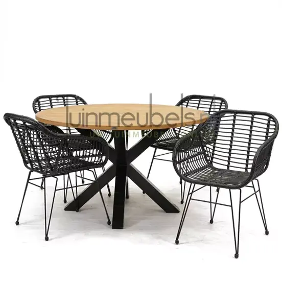 Tuinstoel Moda zwart met Spectral rond 130, tuinmeubels.nl