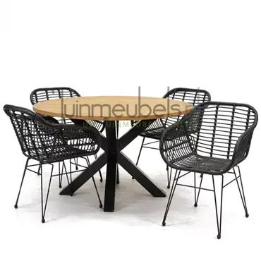 Tuinstoel Moda zwart met Spectral rond 130, tuinmeubels.nl