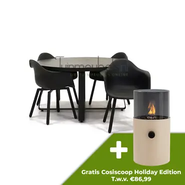 Tuinstoel Montreux zwart/zwart met braga tafel 140 cm - afbeelding 1