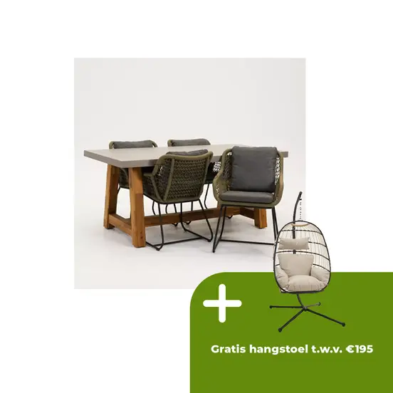 Tuinstoel portofino olijf groen met Veltis tafel 180 cm - afbeelding 1