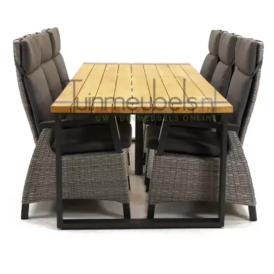 Tuinstoel Prato Brick wicker met Basso 240 cm teaktafel, tuinmeubels.nl, foto 3