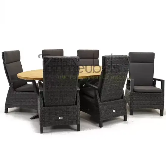 Tuinstoel Prato Forte wicker met Alto 240 cm teaktafel, tuinmeubels.nl, foto 1