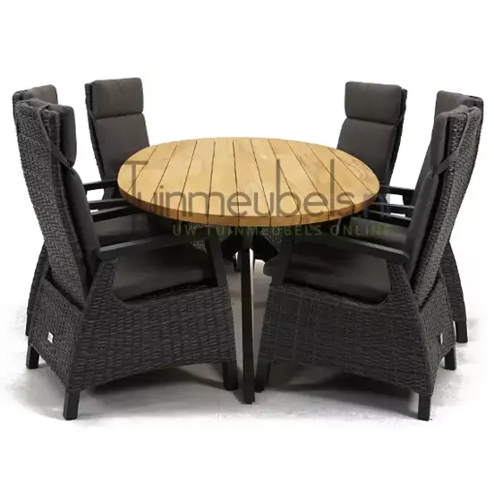 Tuinstoel Prato Forte wicker met Alto 240 cm teaktafel, tuinmeubels.nl, foto 3