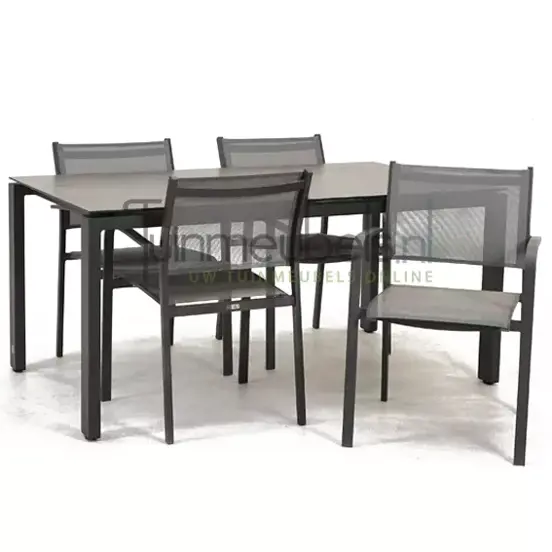 Tuinstoel Tosca dining met GOA HPL 160 donker grijs, tuinmeubels.nl, foto 1