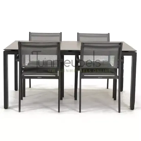 Tuinstoel Tosca dining met GOA HPL 160 donker grijs, tuinmeubels.nl, foto  2