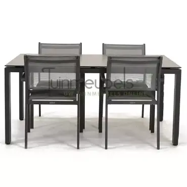 Tuinstoel Tosca dining met GOA HPL 160 donker grijs, tuinmeubels.nl, foto  2