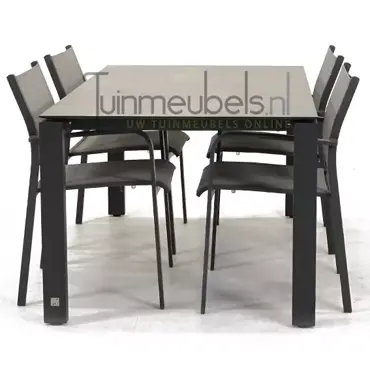 Tuinstoel Tosca dining met GOA HPL 160 donker grijs, tuinmeubels.nl, foto 3