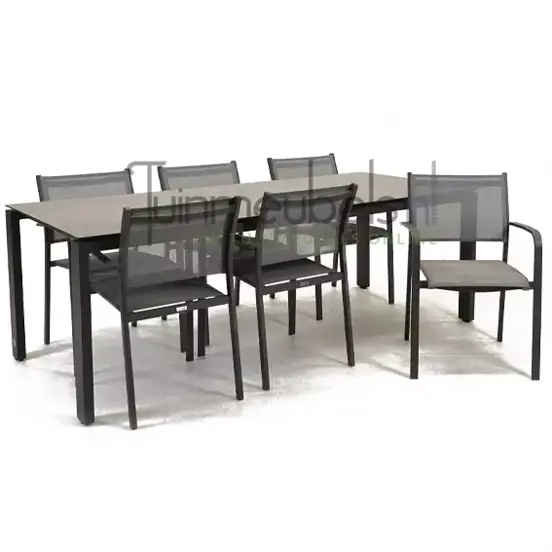 Tuinstoel Tosca dining met GOA HPL 220 donker grijs tuinmeubels.nl, foto 1