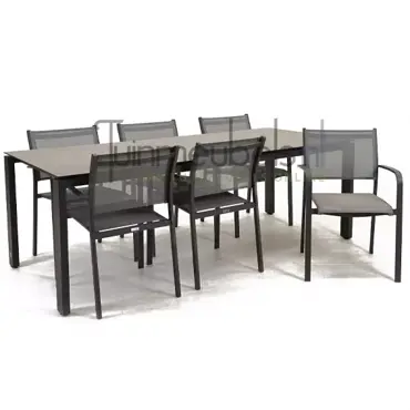 Tuinstoel Tosca dining met GOA HPL 220 donker grijs tuinmeubels.nl, foto 1