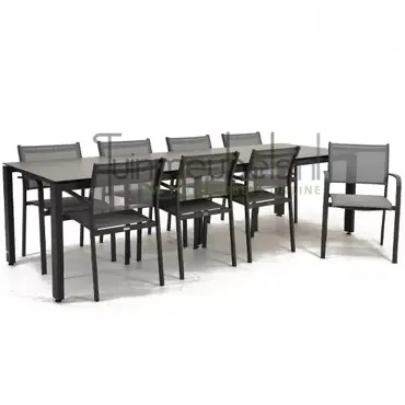 Tuinstoel Tosca dining met GOA HPL 280 donker grijs, tuinmeubels.nl, foto 1