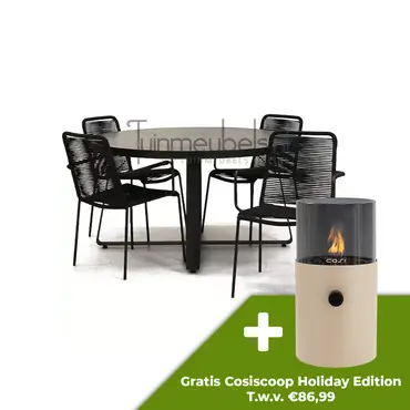 Tuinstoel Vita Luxor zwart met braga tafel 140 cm rond - afbeelding 1