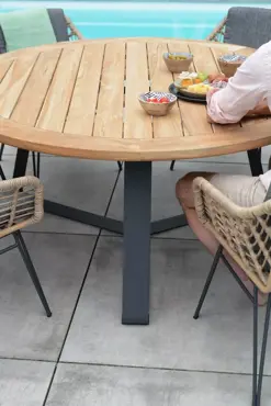 Tuintafel Basso Teak 130 cm Rond - afbeelding 5