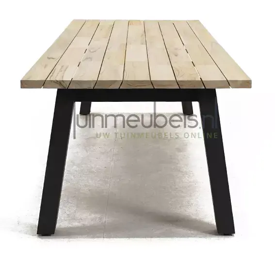 capaciteit Stam consultant Tuintafel Derby teak 240 x 100 met aluminium poten 4 Seasons Outdoor -  Tuinmeubels.nl