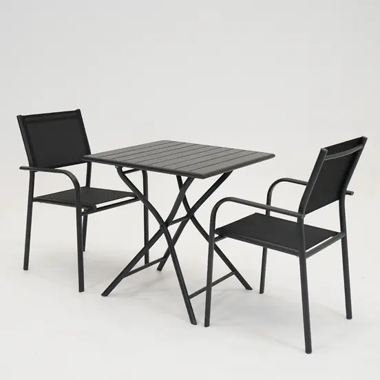 Tuintafel globe 70x70 grafiet duca stoel, Vita, Tuinmeubels.nl