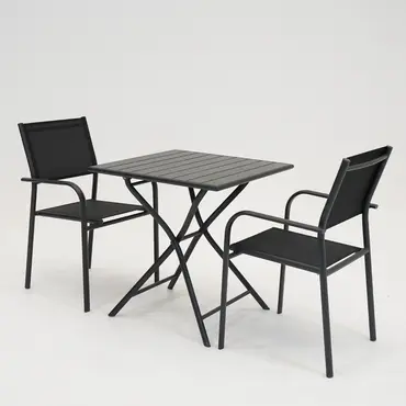 Tuintafel globe 70x70 grafiet duca stoel, Vita, Tuinmeubels.nl