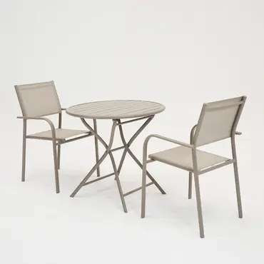 Tuintafel globe Ø80cm zand duca stoelen, Vita, Tuinmeubels.nl
