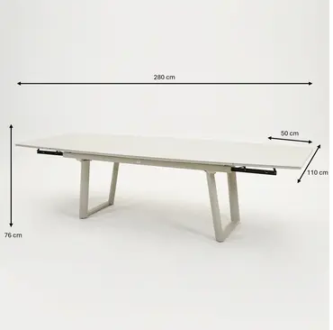 Vita Manta tafel afmetingen uitgeschoven, Vita, Tuinmeubels.nl
