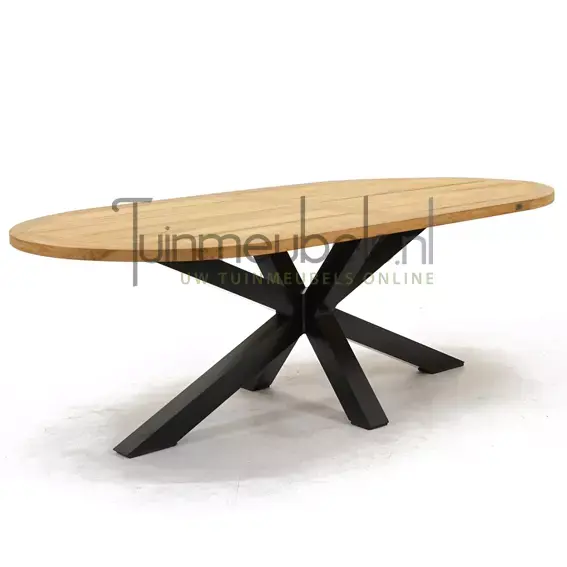 Rimpelingen lever Aanpassing Tuintafel Mistral teak ovaal spinpoot 220 cm van Vita - Tuinmeubels.nl