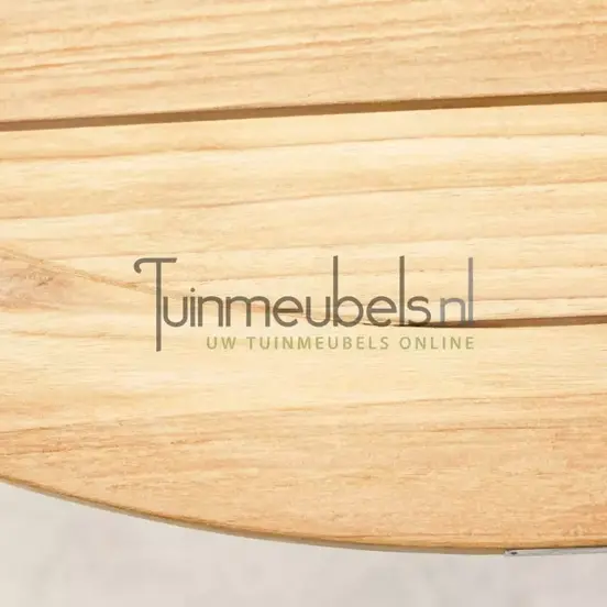 tuintafel spectral rond teak closeup