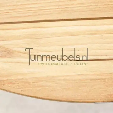 tuintafel spectral rond teak closeup