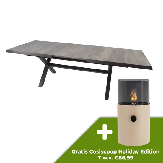 Tuintafel Uittrektafel Castilla Negro Kruispoot 204/264x102 cm Tafel Buiten Lesli Living - afbeelding 1